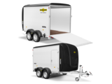 Seitenansichten des Tandem-Kofferanhängers HKPA von Humbaur mit schwarzem Poly-Bug | © Humbaur GmbH