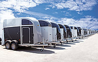 New Humbaur horse trailers on the company premises