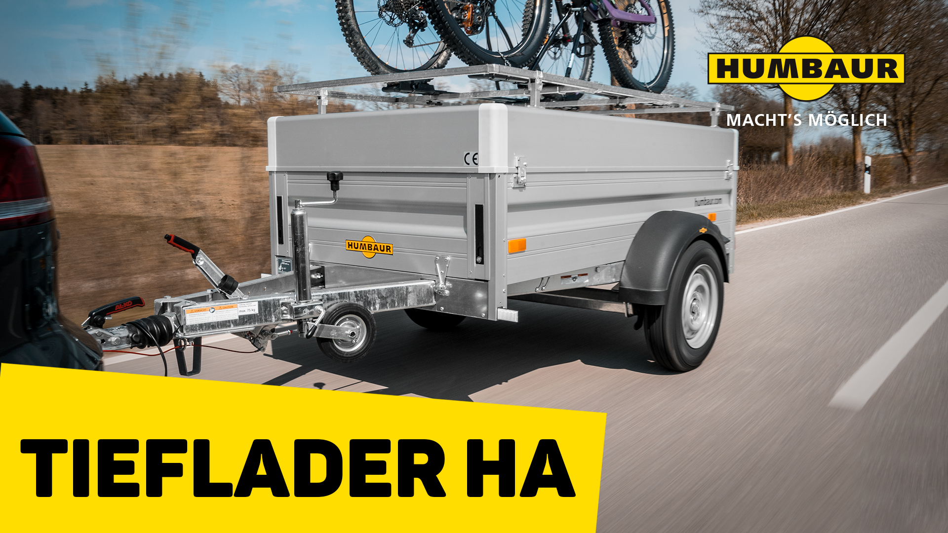 Humbaur Tieflader HA zum Fahrradtransport