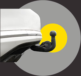 The swivel range of the towbar ball